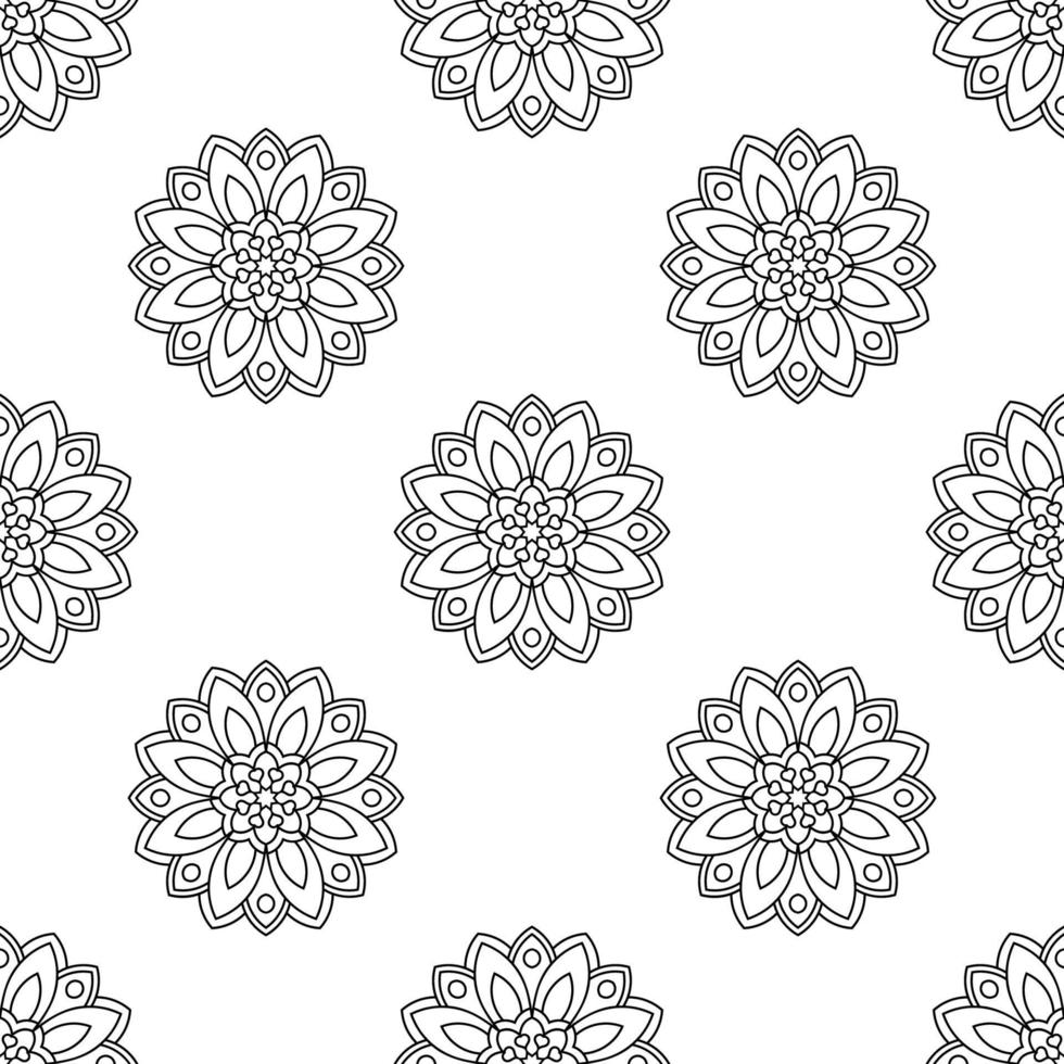 fantasie naadloos patroon met decoratieve mandala. abstracte ronde doodle bloem achtergrond. bloemen geometrische cirkel. vector