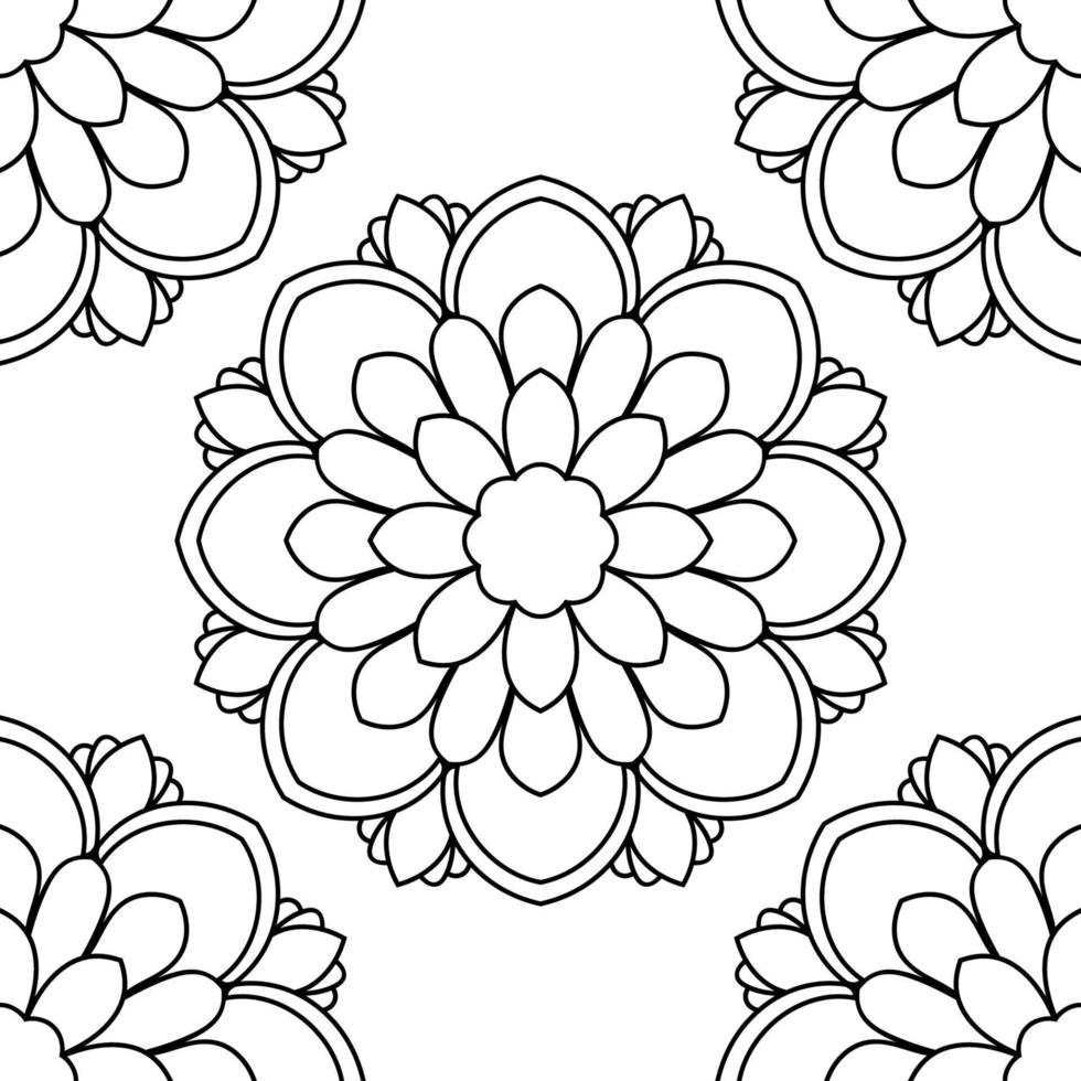 fantasie naadloos patroon met decoratieve mandala. abstracte ronde doodle bloem achtergrond. bloemen geometrische cirkel. vectorillustratie. vector