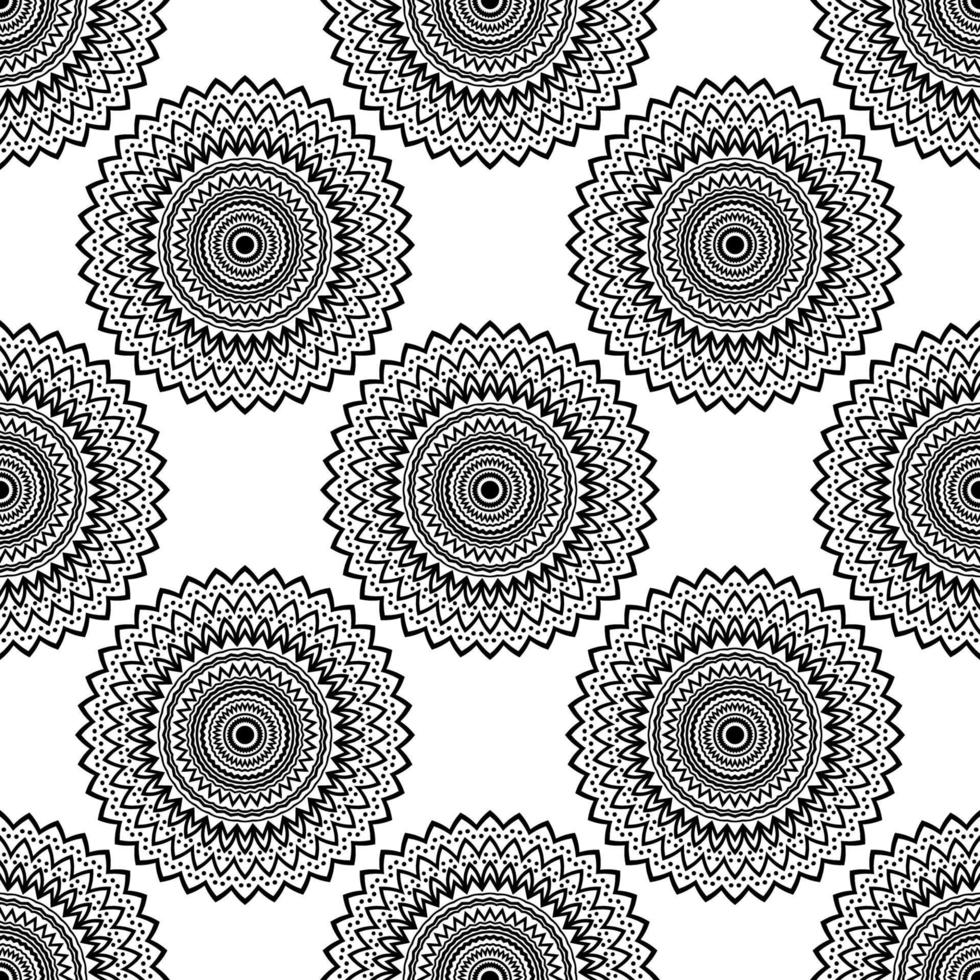 fantasie naadloos patroon met decoratieve mandala. abstracte ronde doodle bloem achtergrond. bloemen geometrische cirkel. vectorillustratie. vector