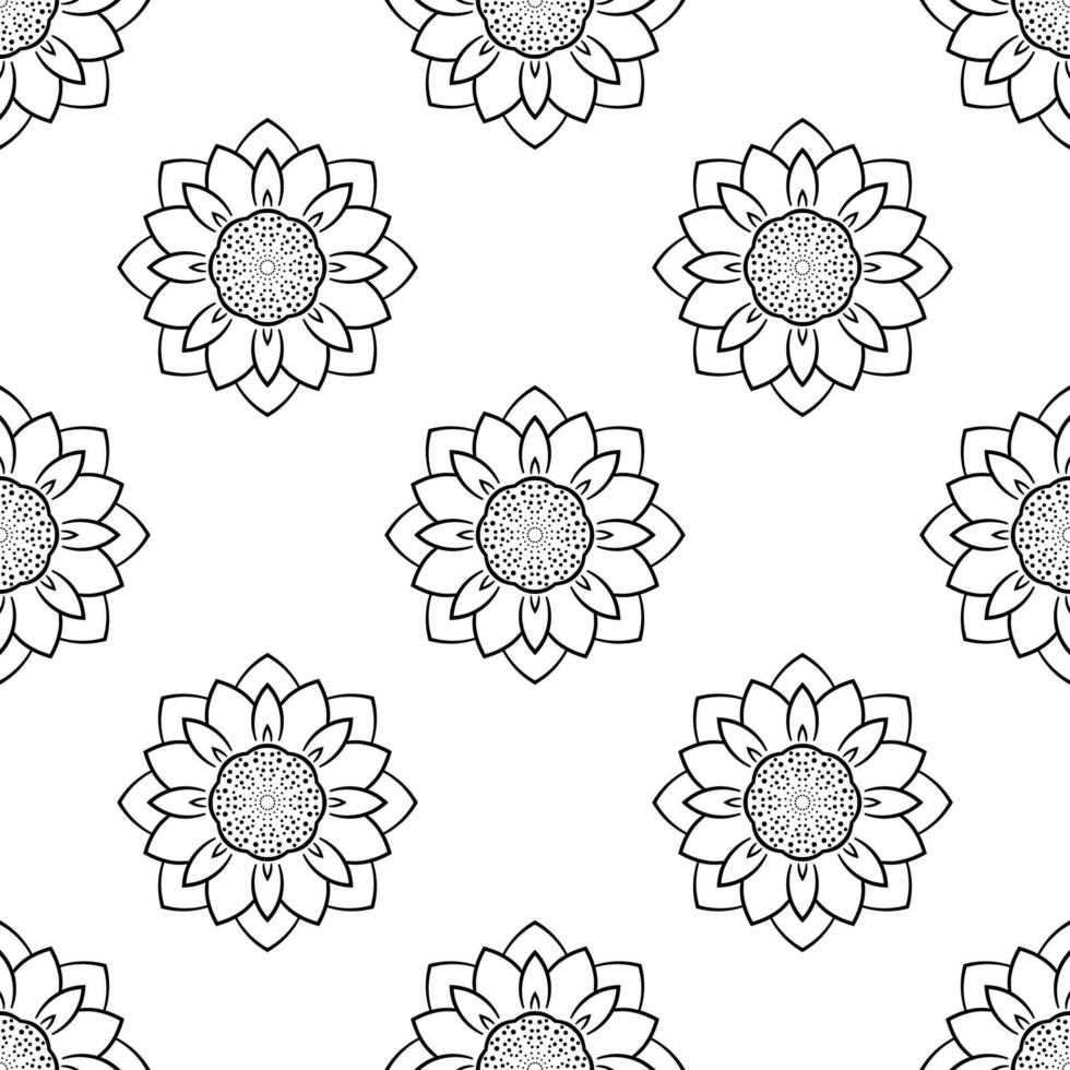 fantasie naadloos patroon met decoratieve mandala. abstracte ronde doodle bloem achtergrond. bloemen geometrische cirkel. vector