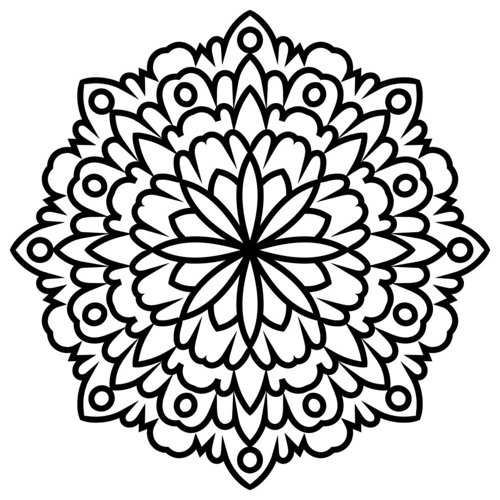 zwarte omtrek bloem mandala. vintage decoratief element. sier ronde doodle bloem geïsoleerd op een witte achtergrond. geometrische cirkel element. vector