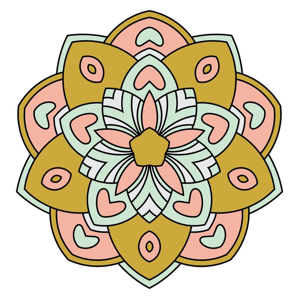 leuke kleurrijke mandala. sier ronde doodle bloem geïsoleerd op een witte achtergrond. geometrische decoratieve sieraad in etnische oosterse stijl. vector