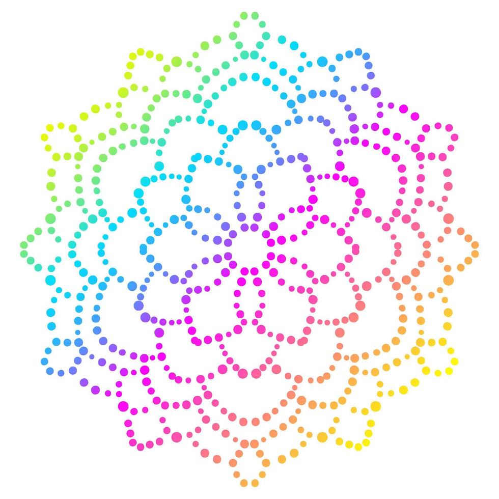 gestippelde bloemenmandala. decoratief element. sier ronde doodle geïsoleerd op een witte achtergrond. geometrische cirkel element. vector