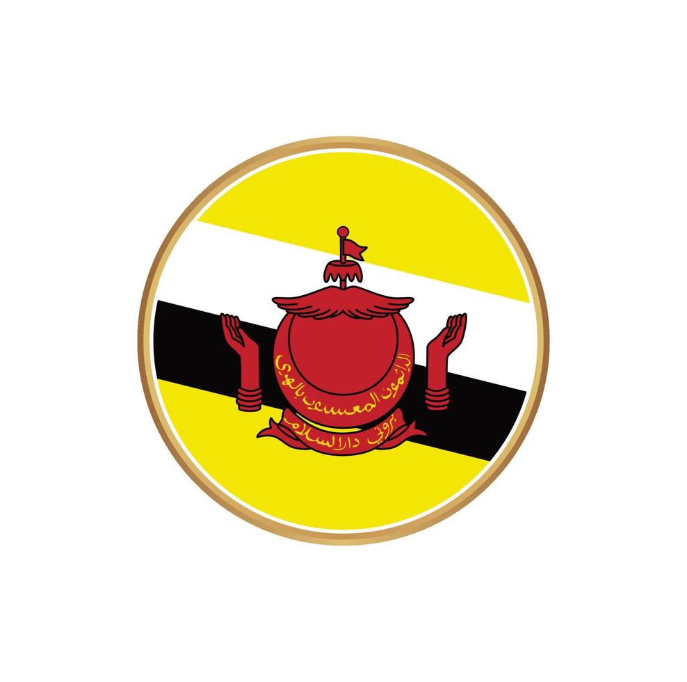 Brunei vlag met gouden frame vector