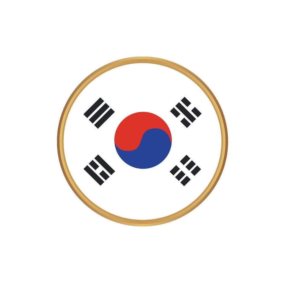 vlag van zuid-korea met gouden frame vector