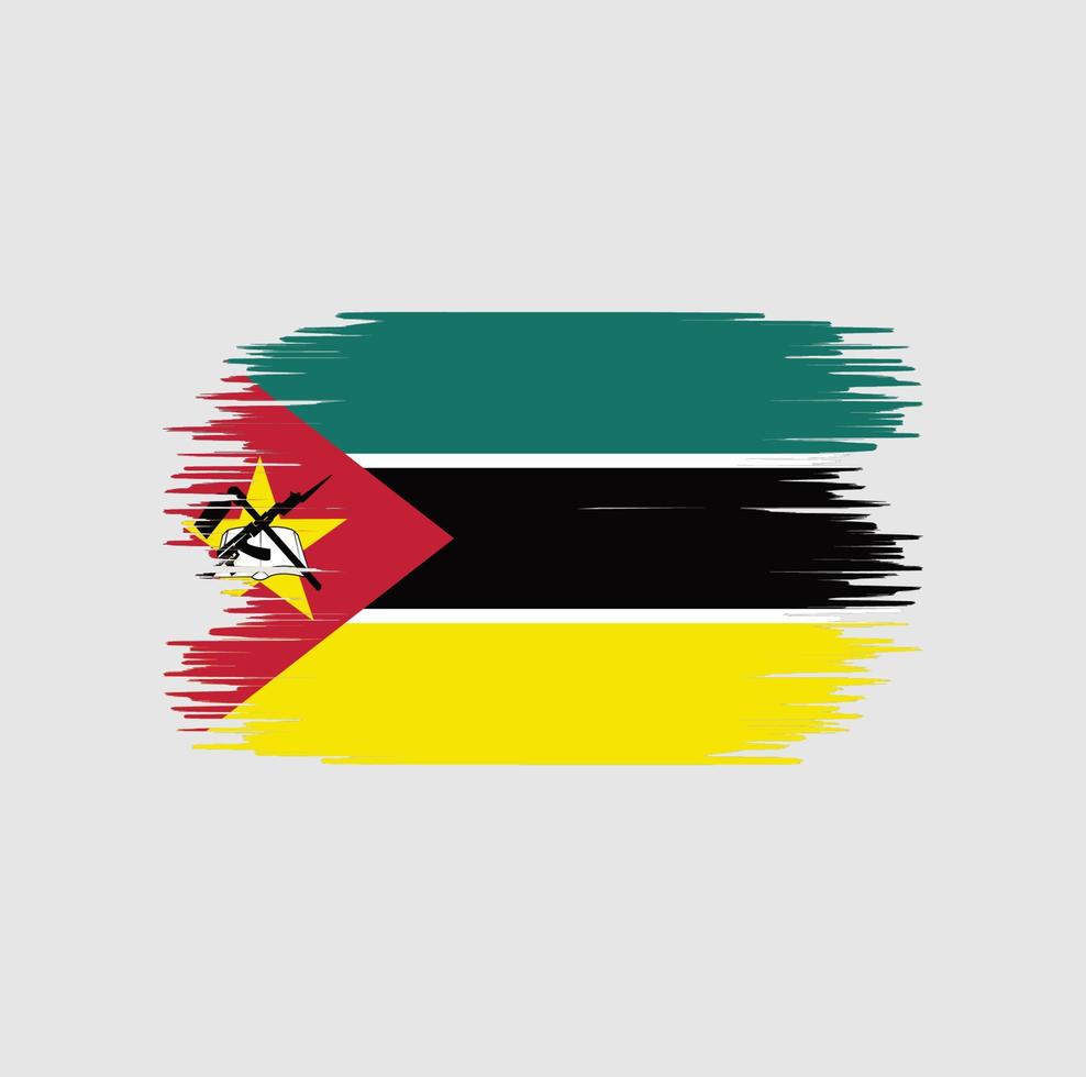 Mozambikaanse vlag penseelstreek. nationale vlag vector