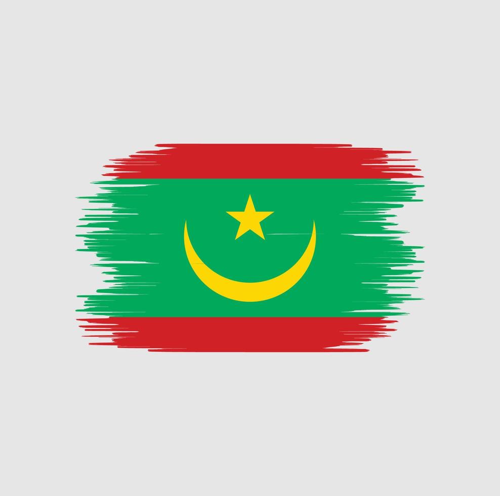 Mauritanië vlag penseelstreek. nationale vlag vector