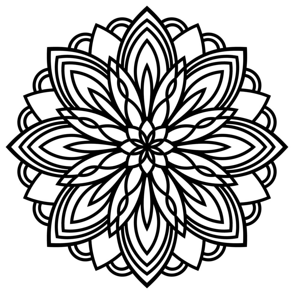 zwarte omtrek bloem mandala. vintage decoratief element. sier ronde doodle bloem geïsoleerd op een witte achtergrond. geometrisch cirkelelement vector