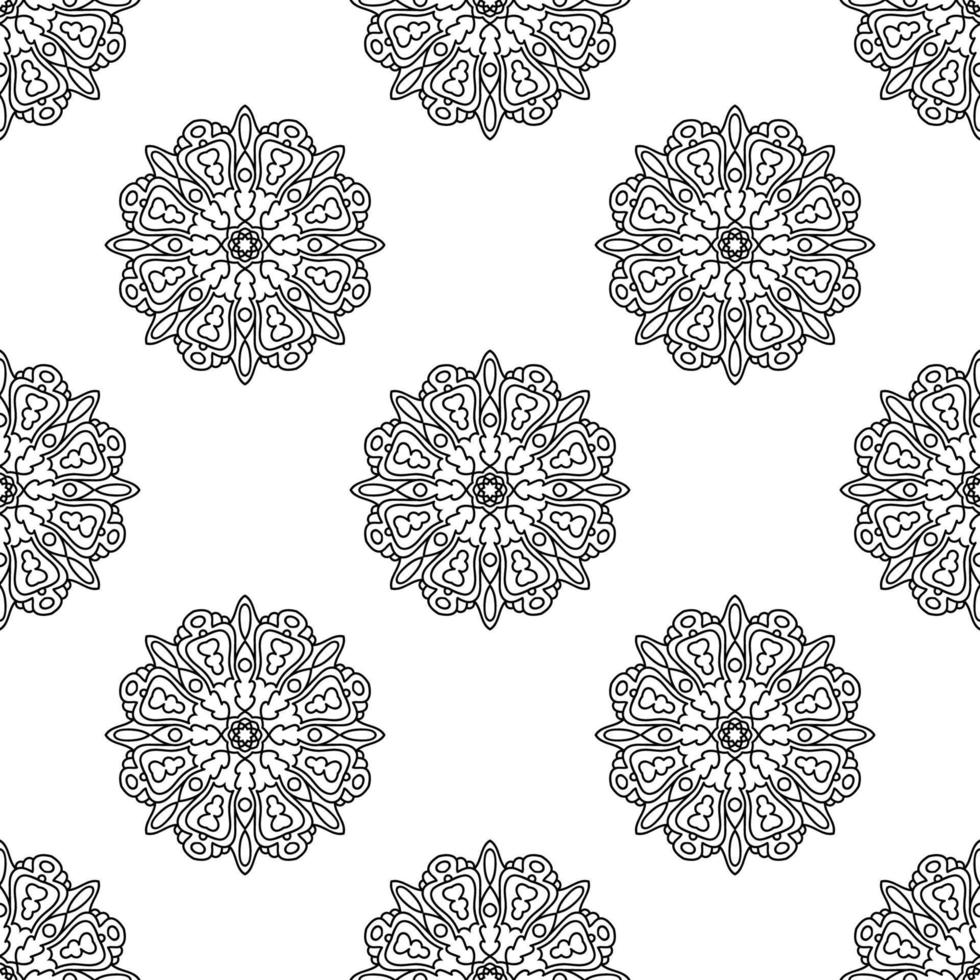 fantasie naadloos patroon met decoratieve mandala. abstracte ronde doodle bloem achtergrond. bloemen geometrische cirkel. vector