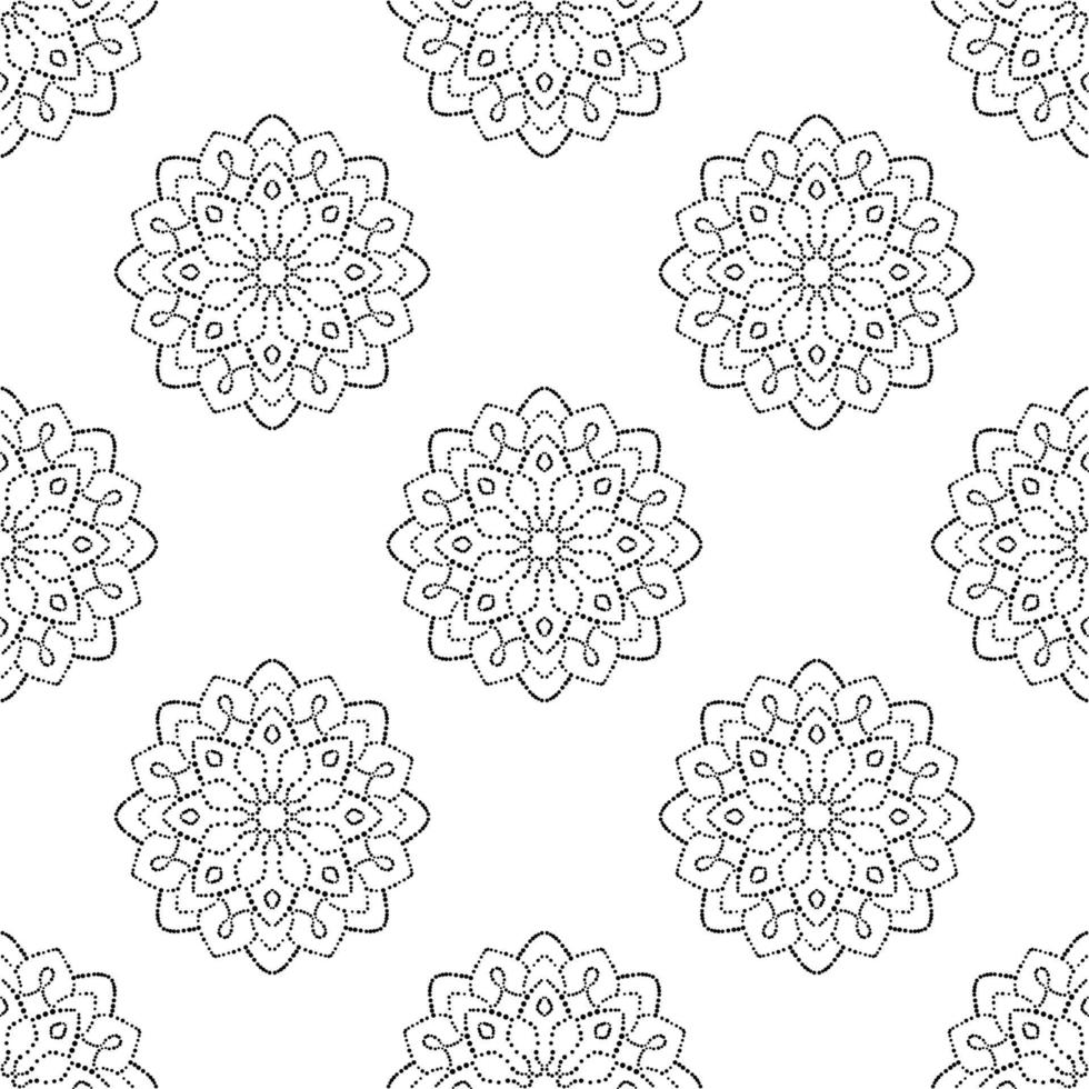 fantasie naadloos halftoonpatroon met decoratieve mandala. abstracte ronde gestippelde doodle bloem achtergrond. bloemen geometrische cirkel. vectorillustratie. vector