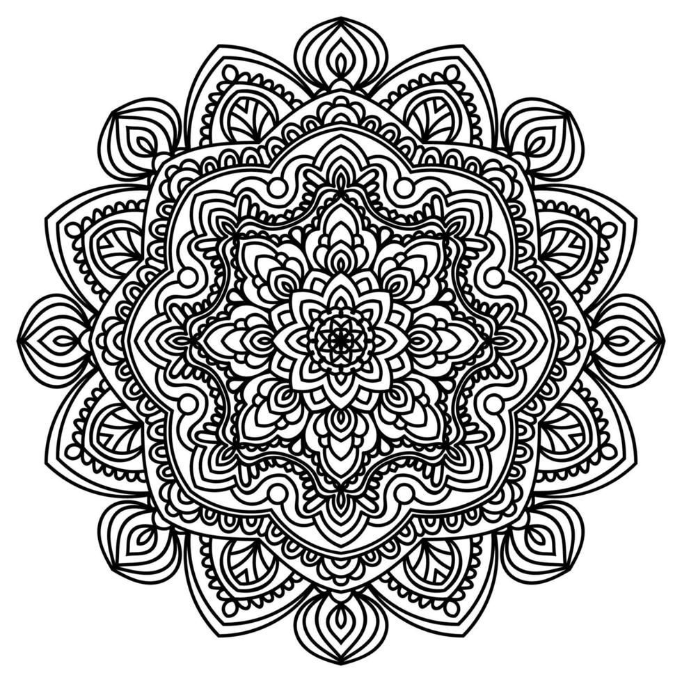 sier gedetailleerde bloemen mandala, Perzisch, Turks, Arabisch, circulaire complexe patroon ontwerp, doodle bloem geïsoleerd op een witte achtergrond. Tibetaanse mandala. vector