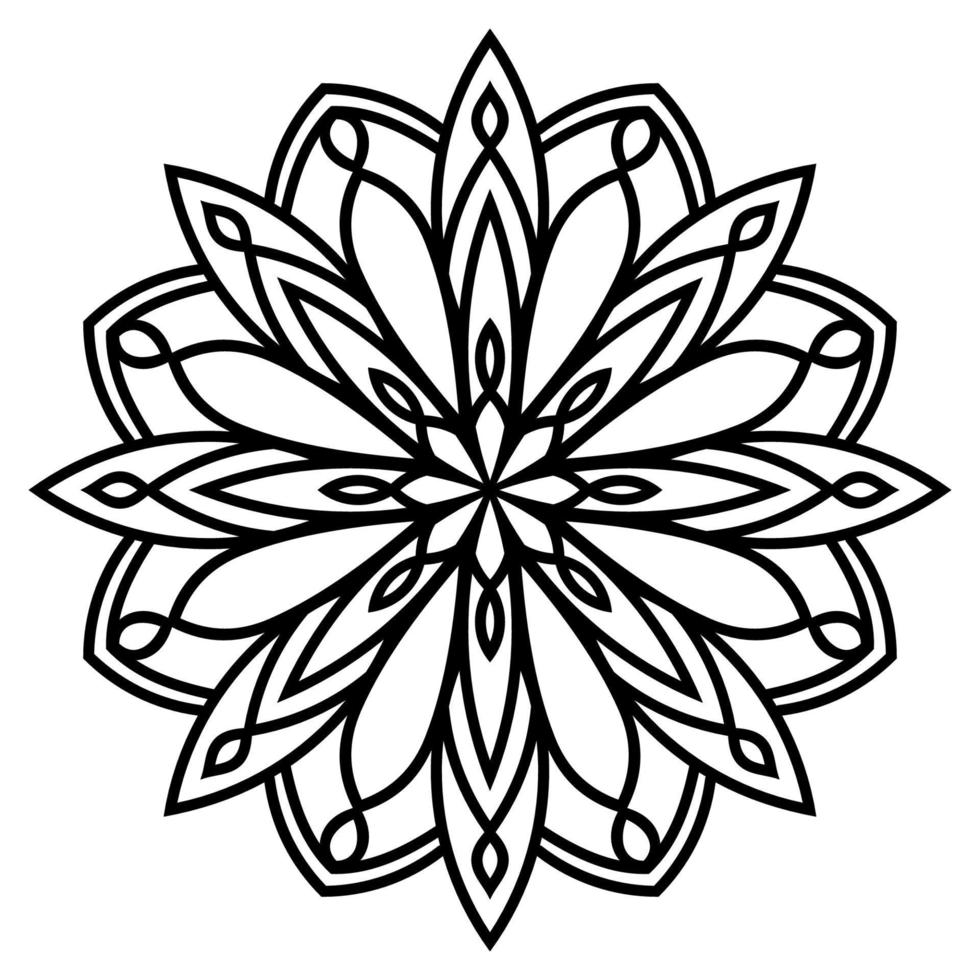 zwarte omtrek bloem mandala. vintage decoratief element. sier ronde doodle bloem geïsoleerd op een witte achtergrond. geometrische cirkel element. vector