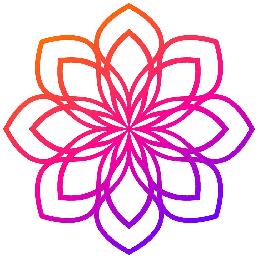 kleurrijke gradiënt bloem mandala. hand getekend decoratief element. sier ronde doodle bloemen element geïsoleerd op een witte achtergrond. vector