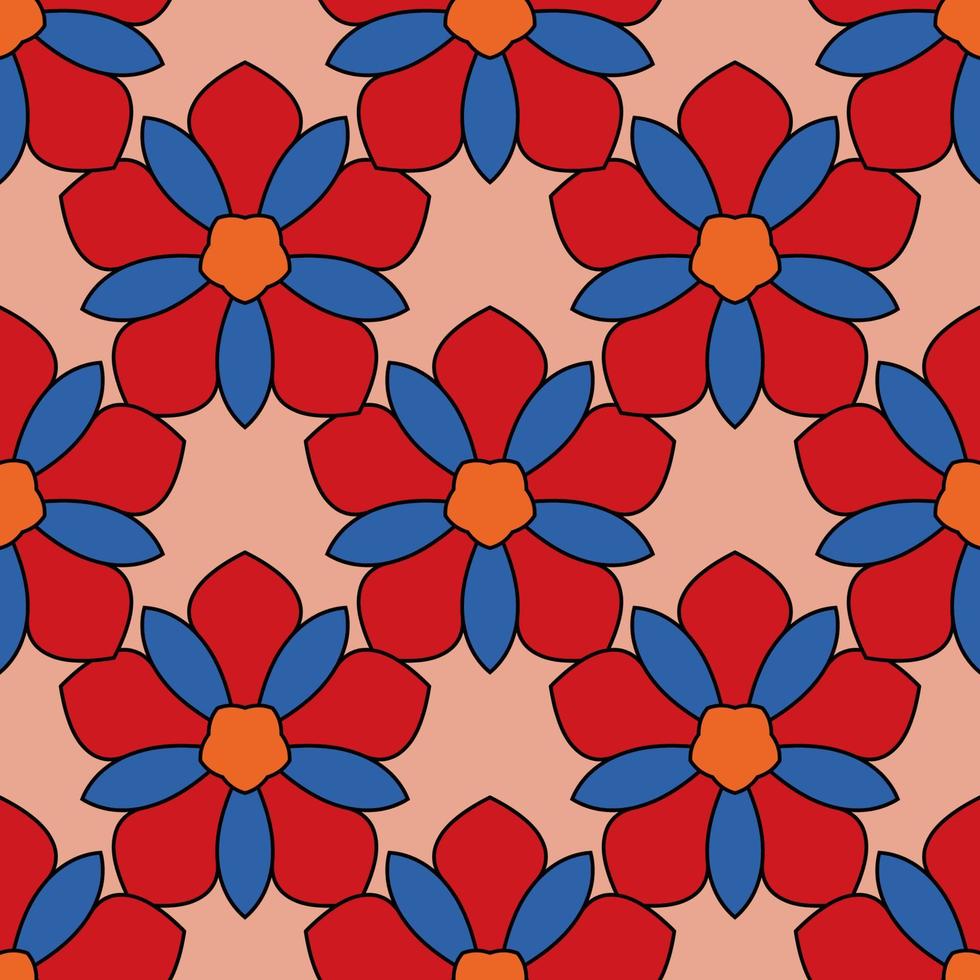 abstracte naadloze patroon met mandala bloem. mozaïek, tegel. bloemen achtergrond. vector