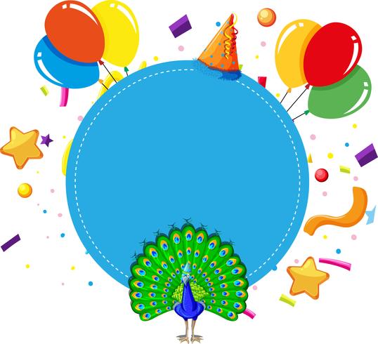 blauwe pauw verjaardag sjabloon kaart vector