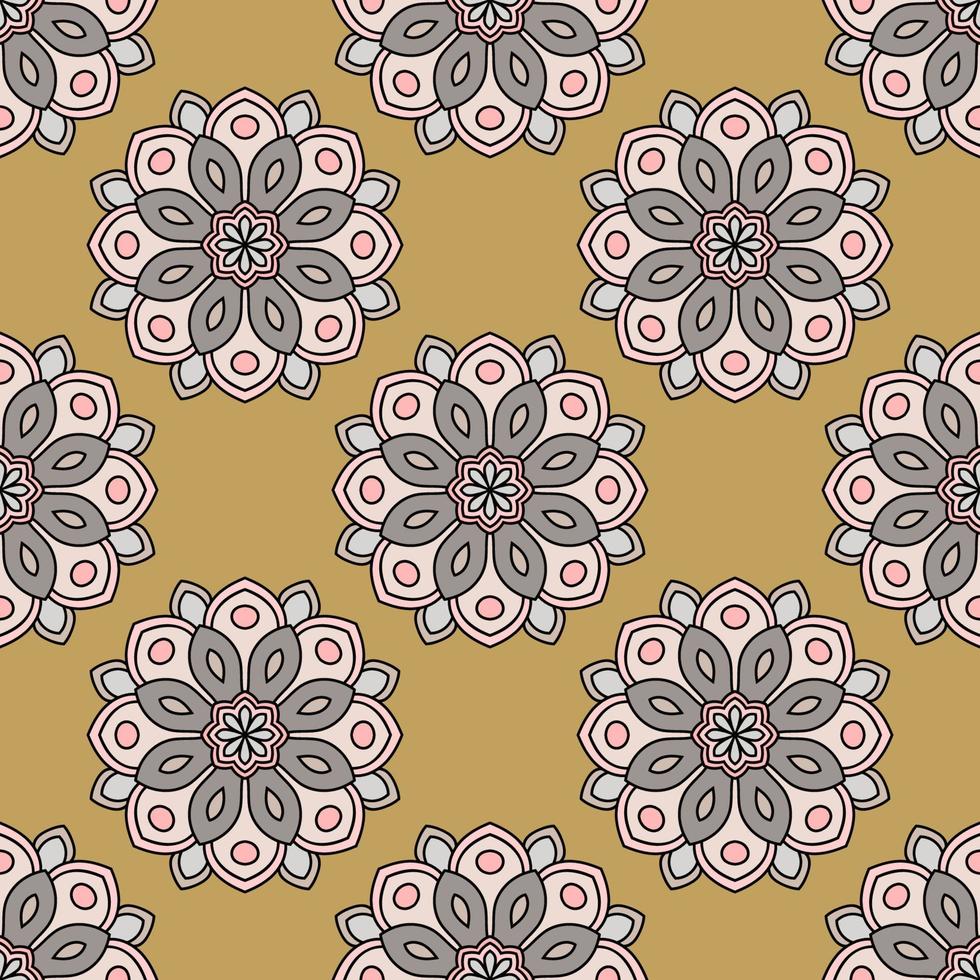 abstracte naadloze patroon met mandala bloem. mozaïek, tegel. bloemen achtergrond. vector