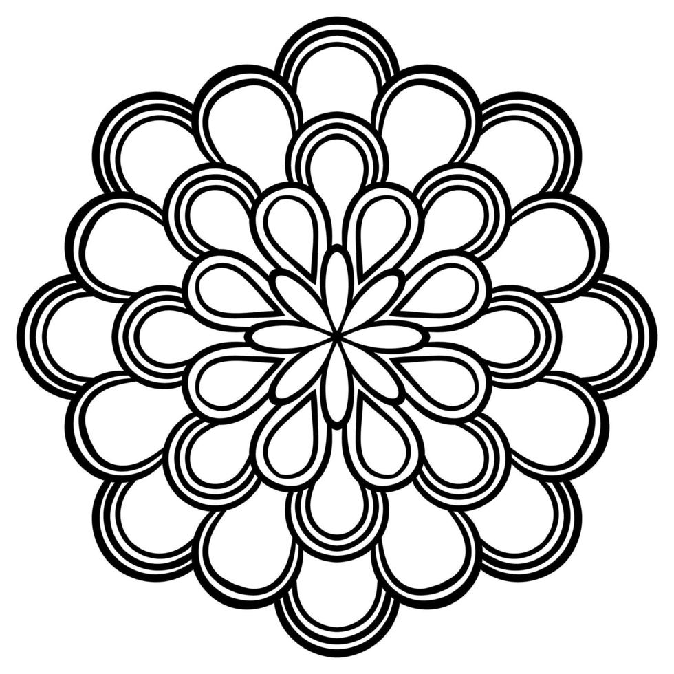 overzicht mandala. sier ronde doodle bloem geïsoleerd op een witte achtergrond. geometrische cirkel element. vector