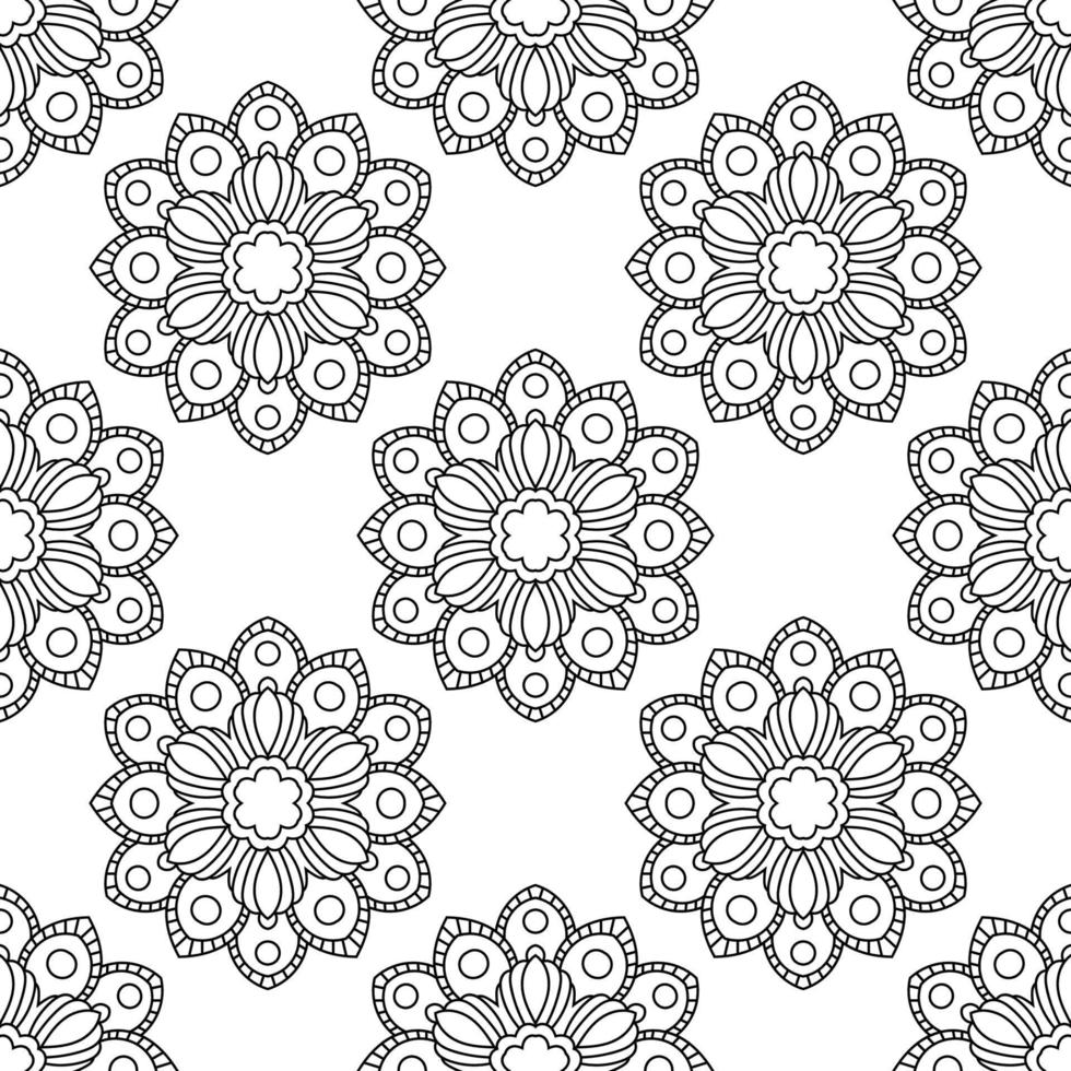 fantasie naadloos patroon met decoratieve mandala. abstracte ronde doodle bloem achtergrond. bloemen geometrische cirkel. vector