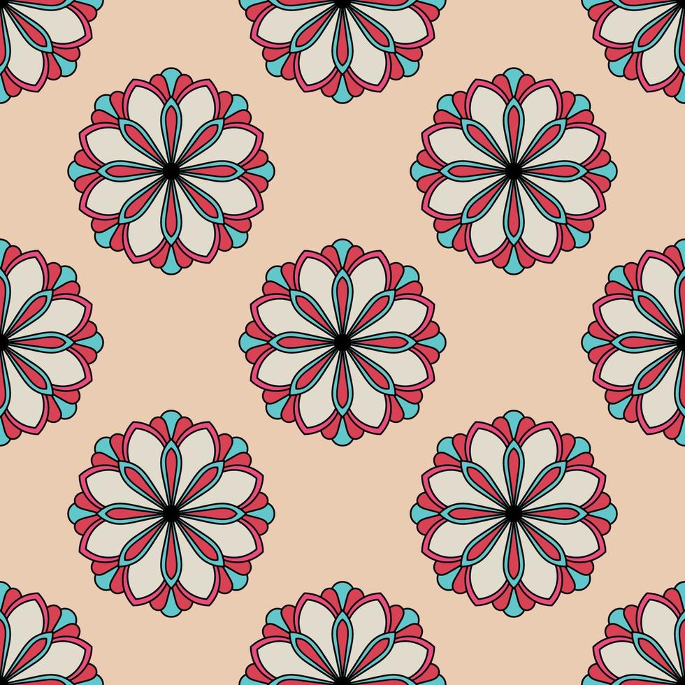 abstracte naadloze patroon met mandala bloem. mozaïek, tegel. bloemen achtergrond. vector