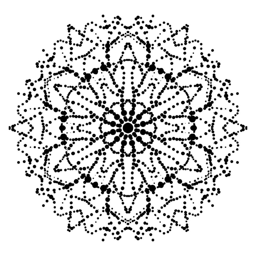 gestippelde bloemenmandala. decoratief element. sier ronde doodle geïsoleerd op een witte achtergrond. geometrische cirkel element. vector