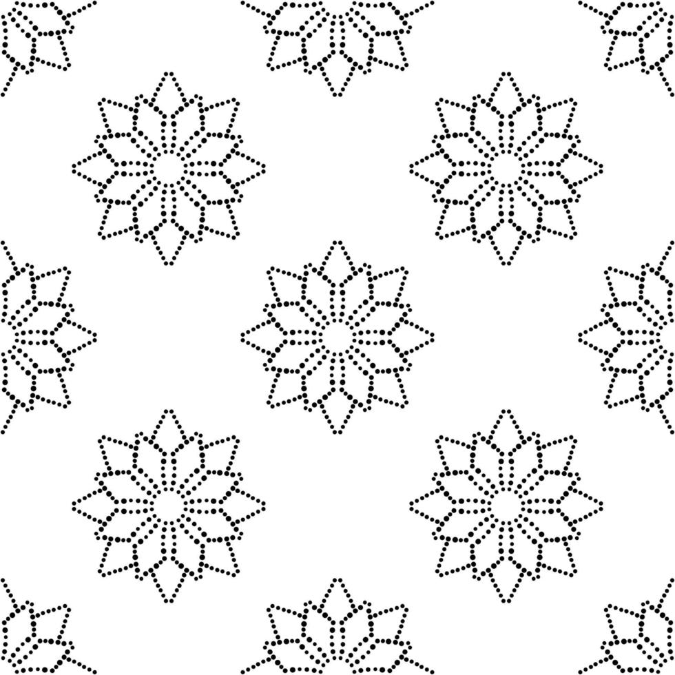 abstracte gestippelde naadloze patroon met mandala bloem. mozaïek, tegel. bloemen achtergrond. vector