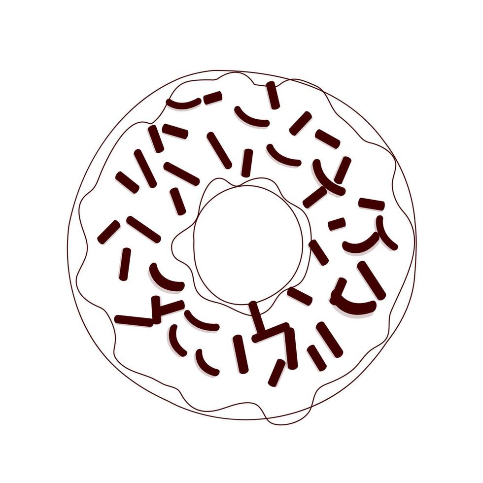 vectorillustratie van een donut in lijn ontwerp bruine kleur geïsoleerd op een witte achtergrond. vector