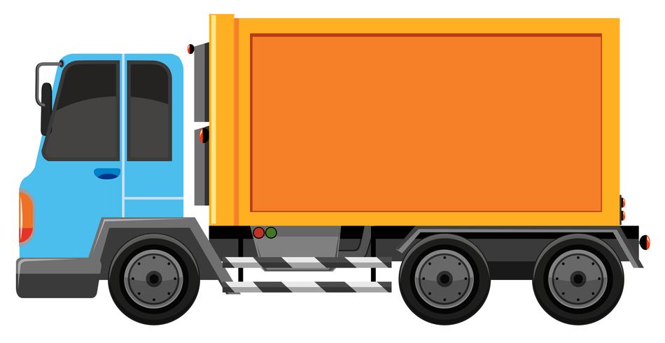 blauwe en oranje vrachtwagen geïsoleerd vector