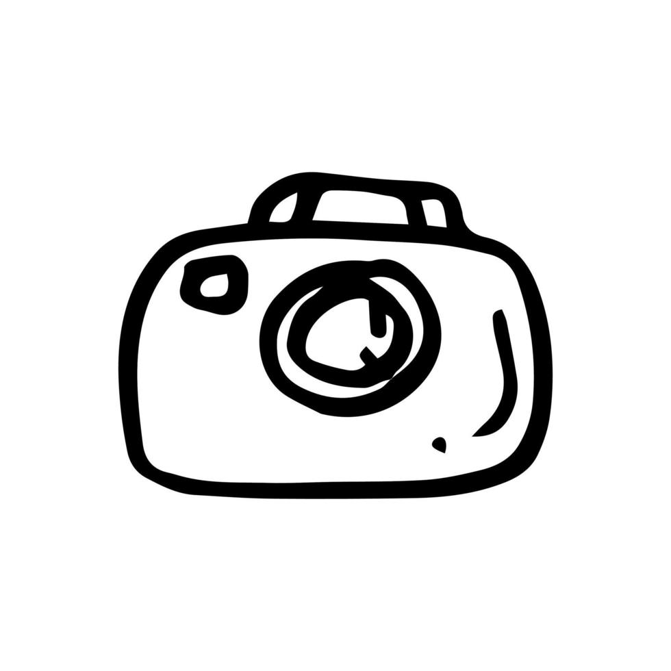 hand getekende camera symbool doodle pictogram. vectorillustratie voor print web, mobiel en infographics vector