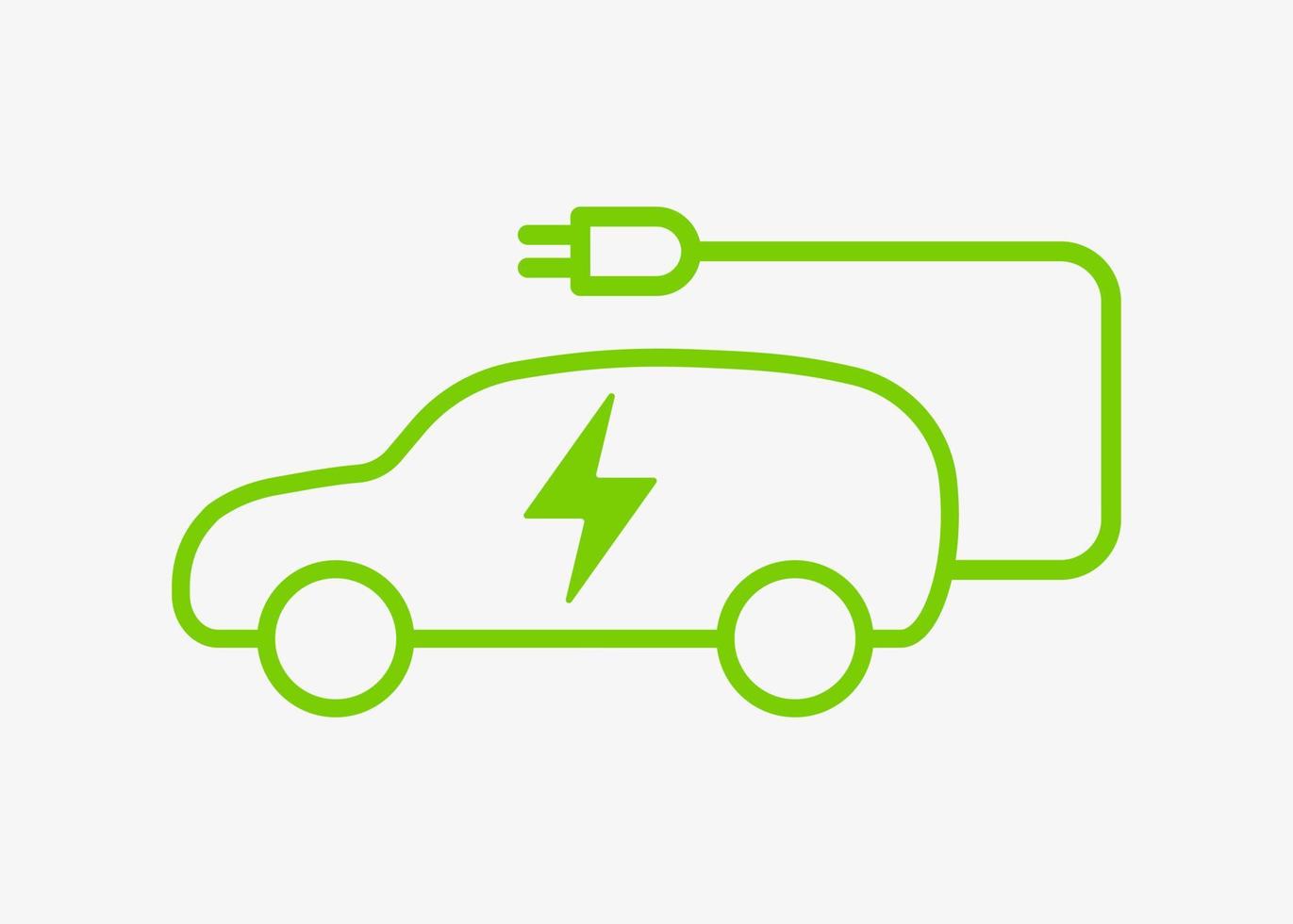 elektrisch voertuig opladen vector pictogram geïsoleerd op een witte achtergrond. elektrische auto symbool. ev icoon met oplaadkabel. suv carrosserievariant in carrosserievorm