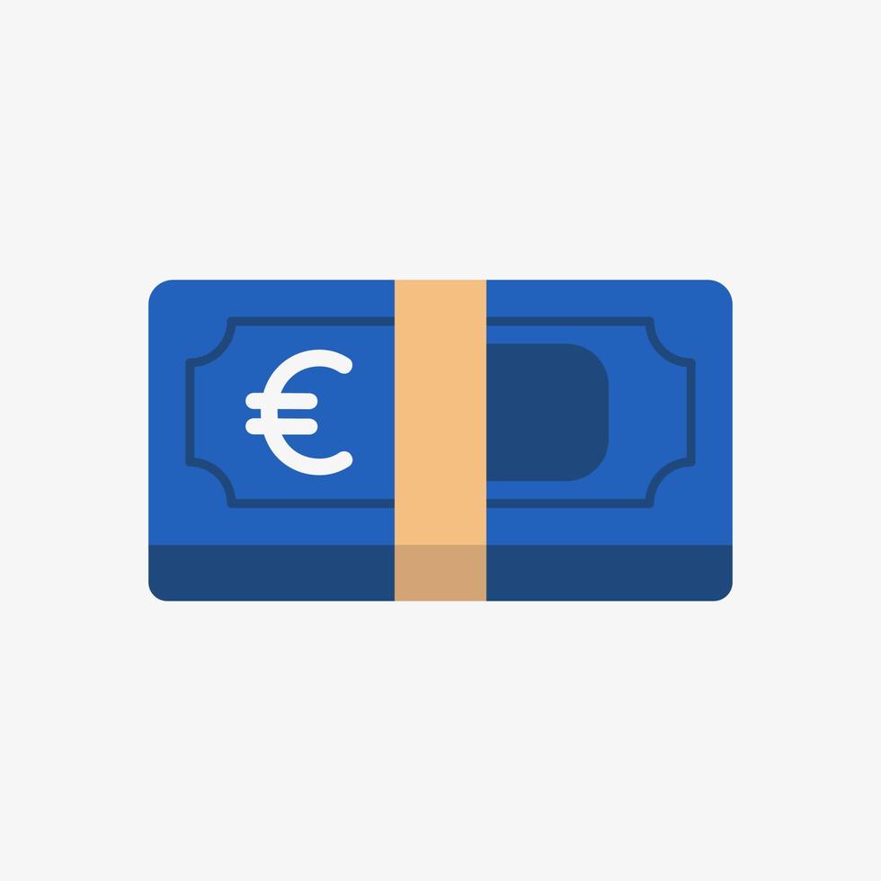 euro-pictogram. Europees valutasymbool op bankbiljet. stapel contant geld vectorillustratie vector