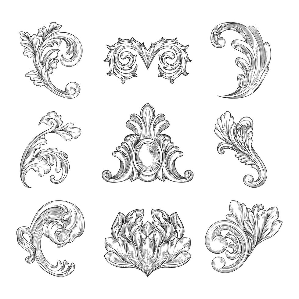 vintage barokke Victoriaanse ornamenten set vector