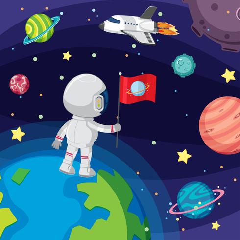 Astronaut zwevend in de ruimte vector