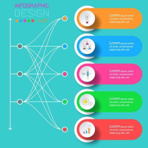 Vijf labels met zakelijke pictogram infographics. vector