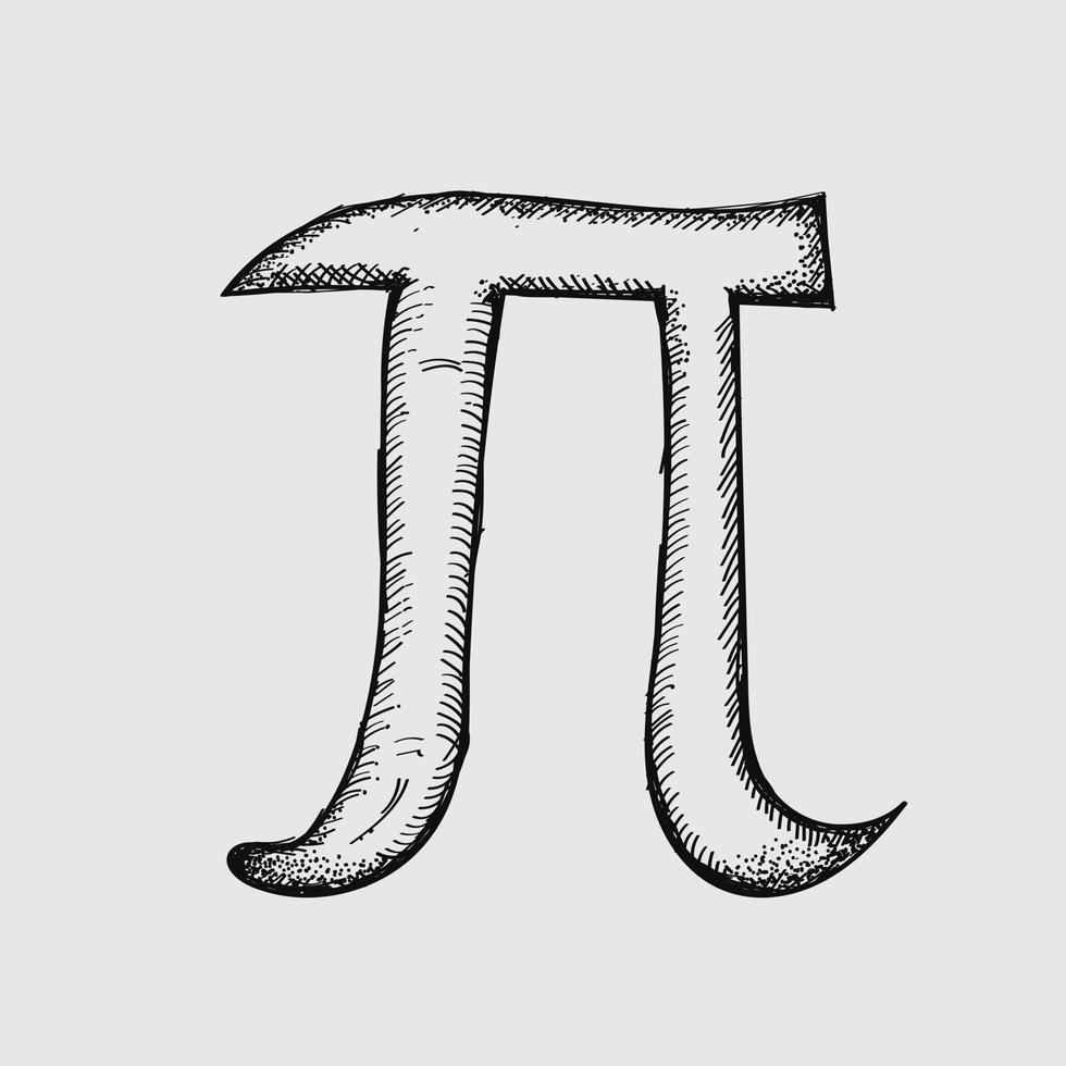 pi-symbool handgetekende pictogram vector