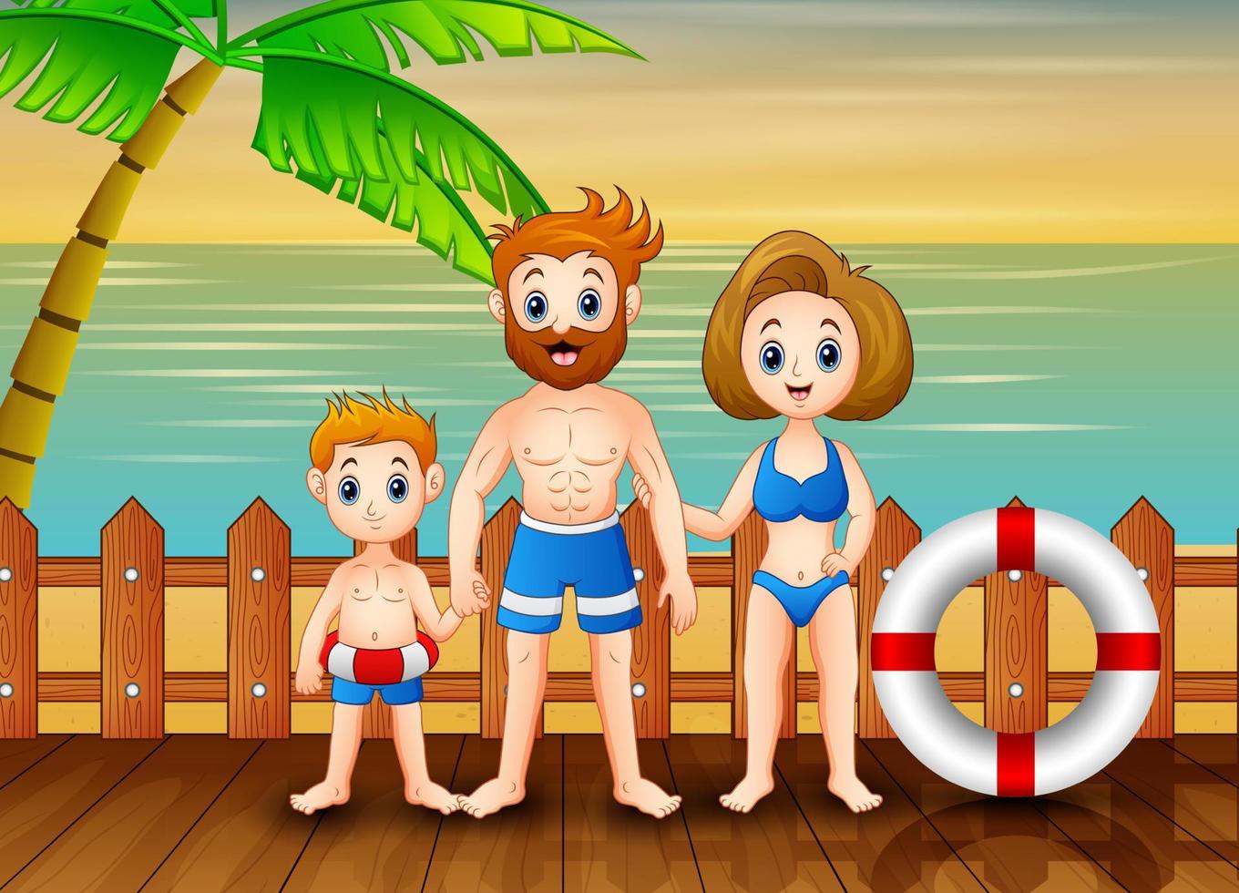 gelukkige familie op zomervakantie op het strand vector