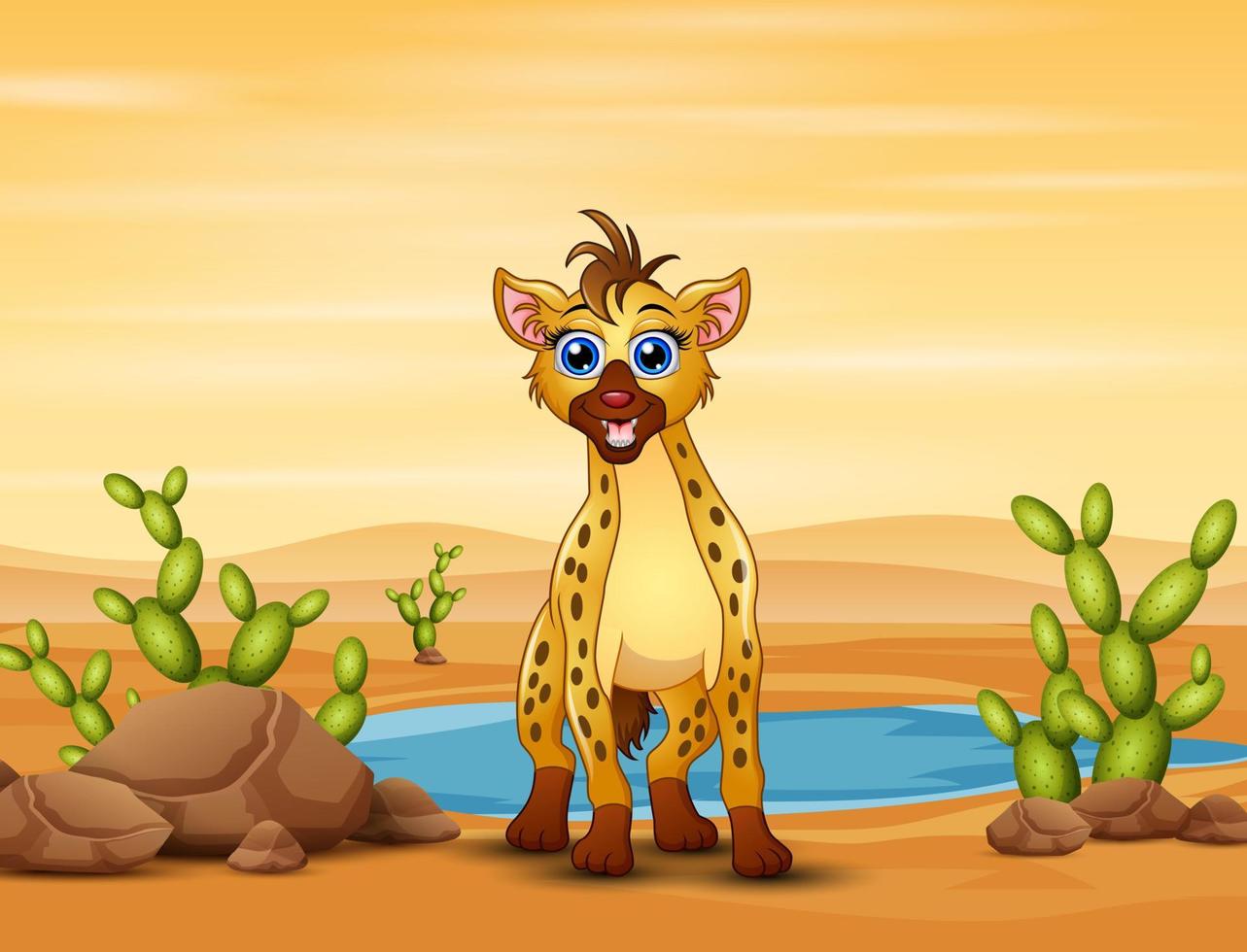 scène met hyena in het woestijnveld vector