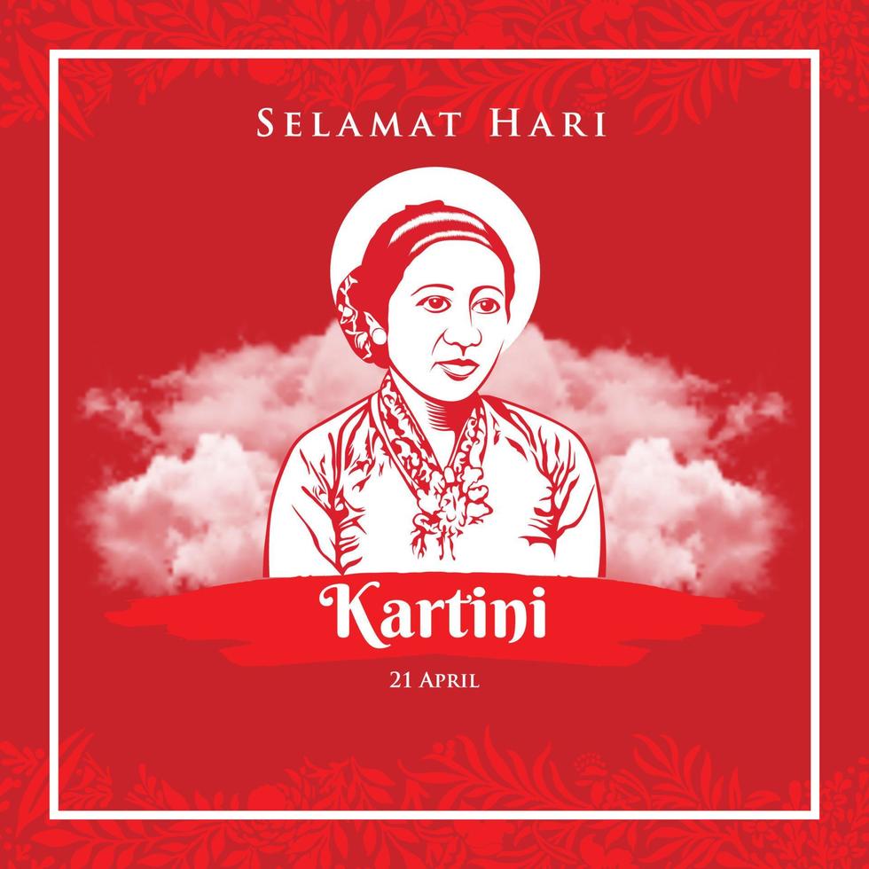 selamat hari kartini. vertaling gelukkige kartini-dag. kartini is de helden van vrouwenonderwijs en mensenrechten in Indonesië vector