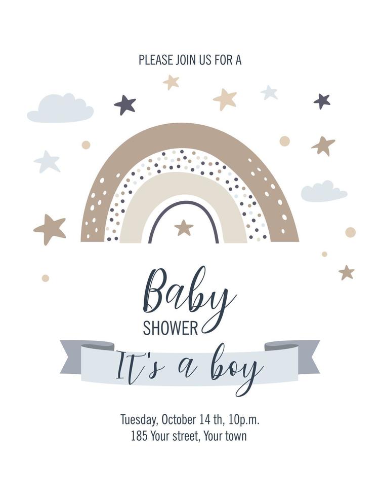 babyshower kaart. het is een jongen. vector illustratie