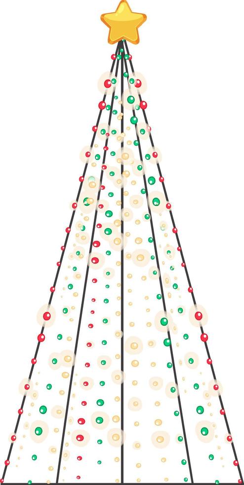 lichten kerstboom met ster op witte achtergrond vector