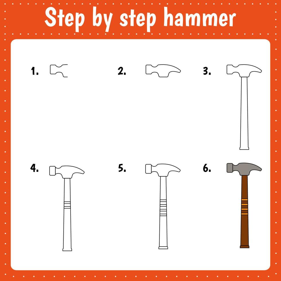 tekening tutorial voor hamer vector