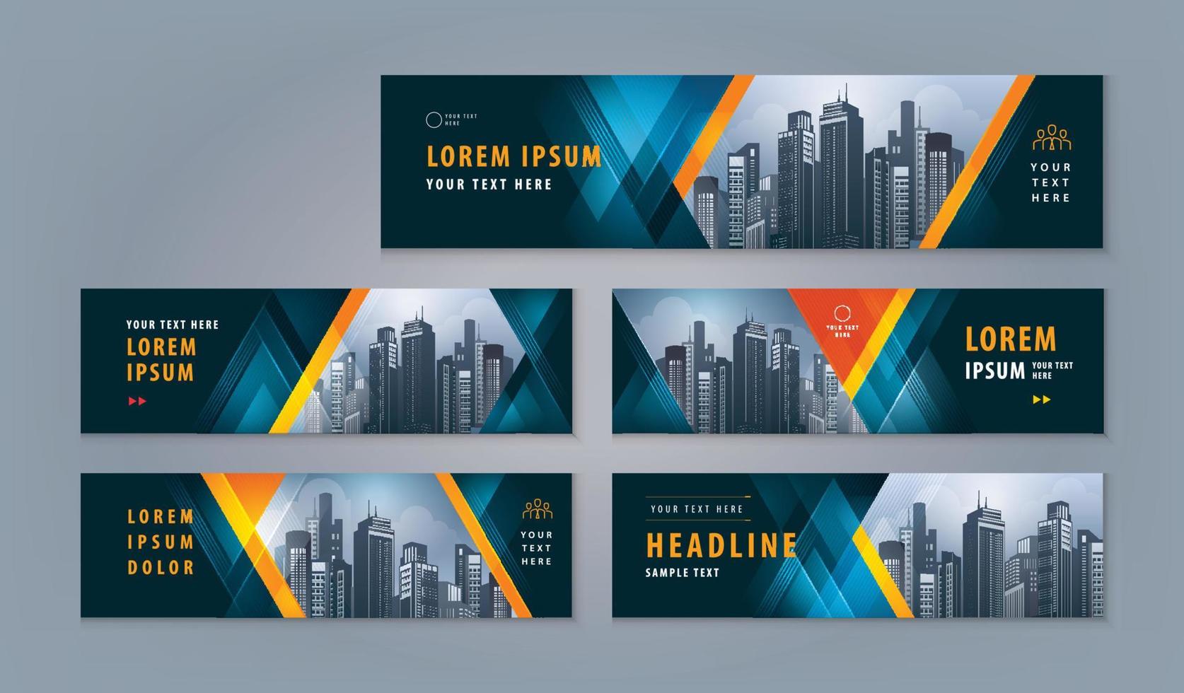 moderne geometrische driehoek cover header achtergrond voor website, sociale media, advertenties bannerabstract banner ontwerp websjabloon set, horizontale header webbanner vector