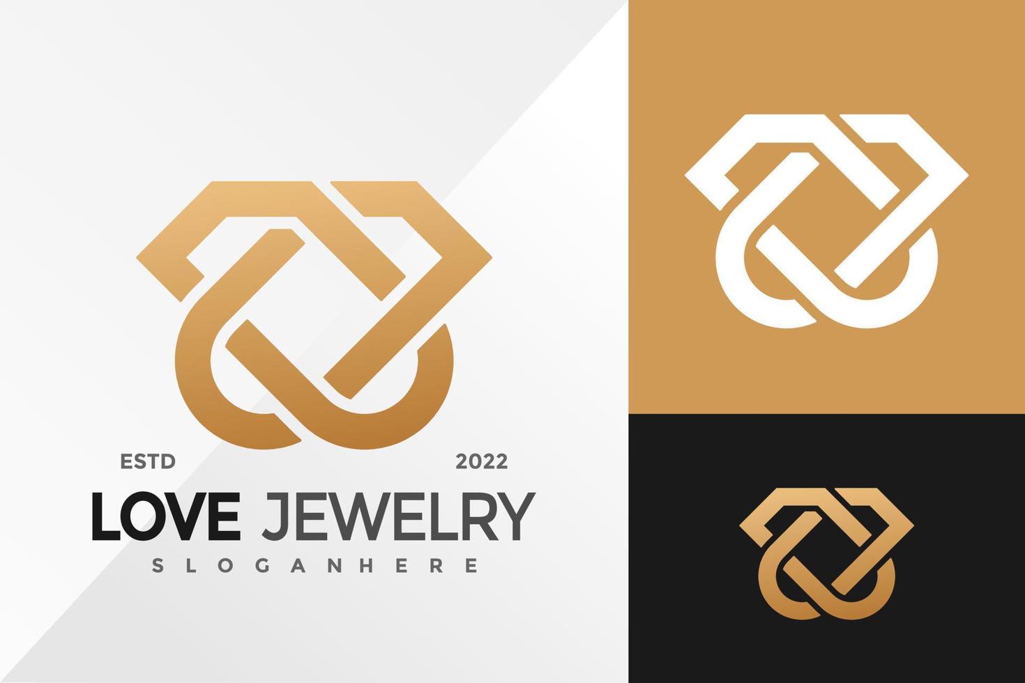 luxe liefde sieraden logo ontwerp vector illustratie sjabloon