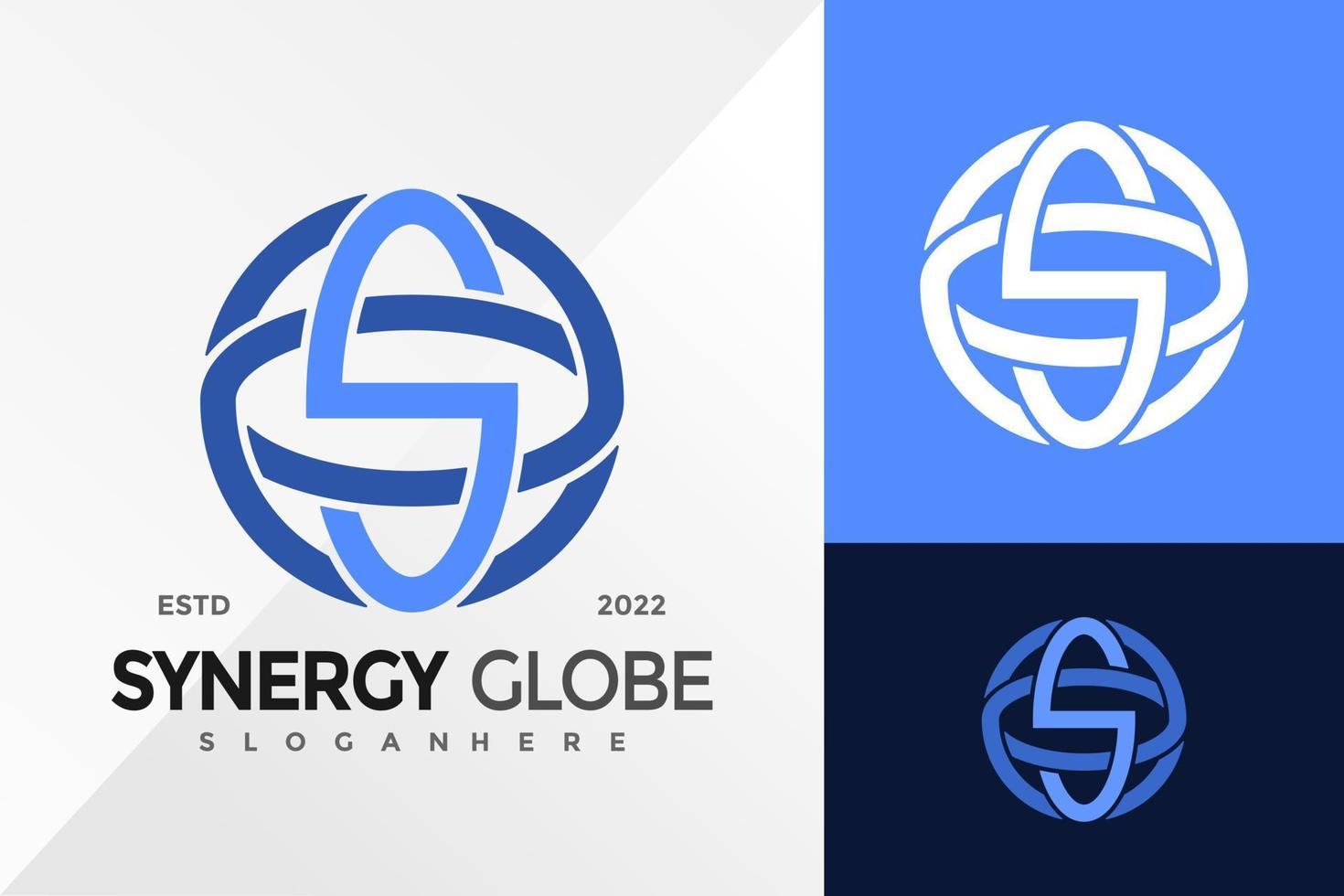s brief synergie globe logo ontwerp vector illustratie sjabloon
