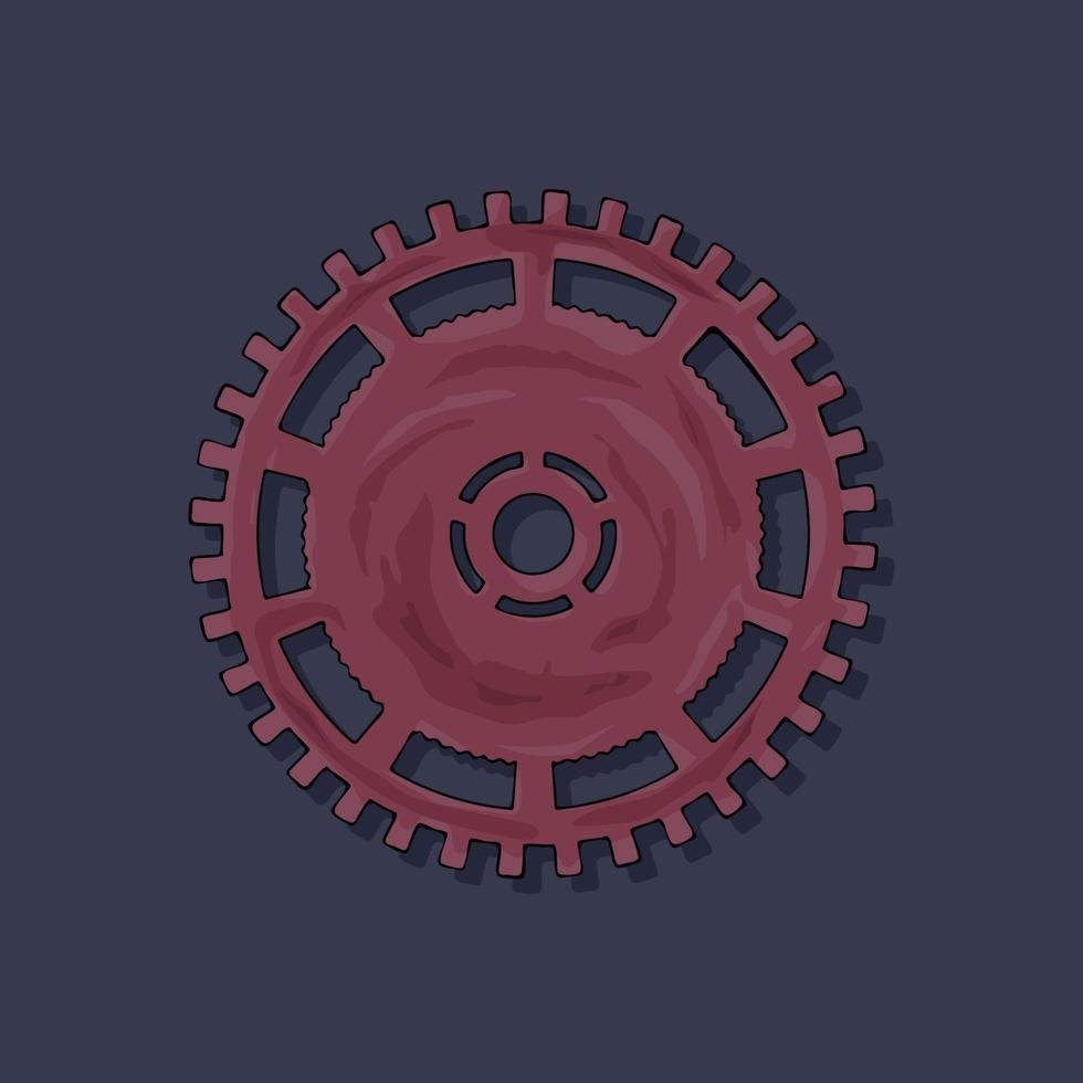 versnelling. vectorillustratie. het gekleurde ronde gekartelde element van het mechanisme. geïsoleerde details. steampunk vector
