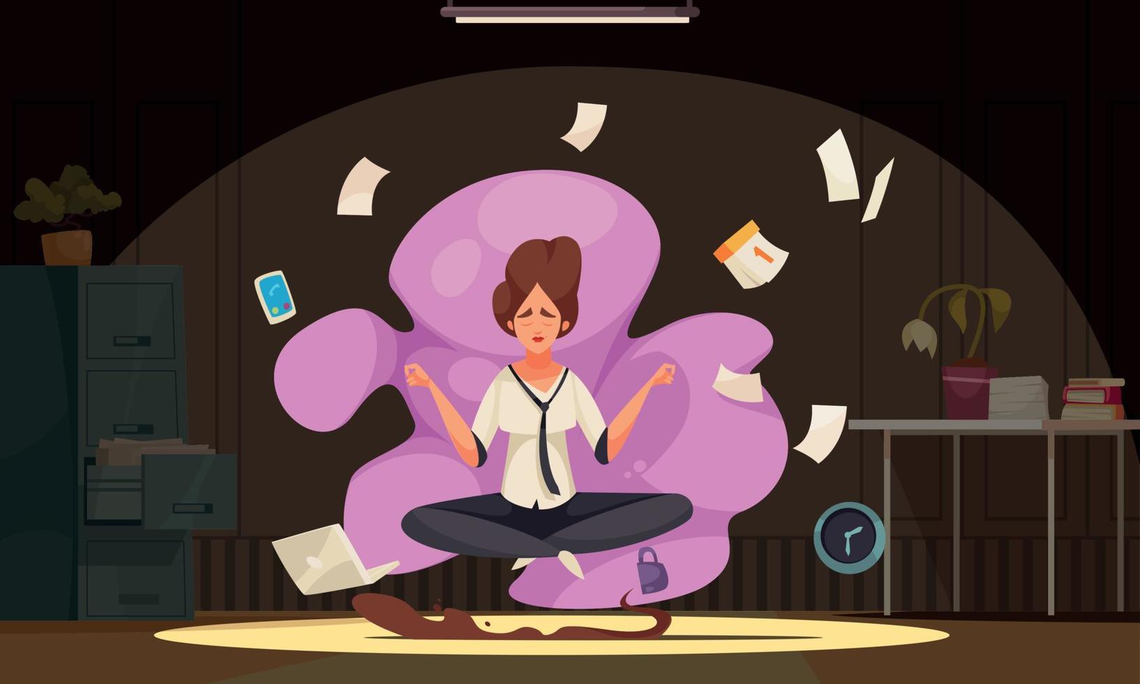 meditatie cartoon compositie vector