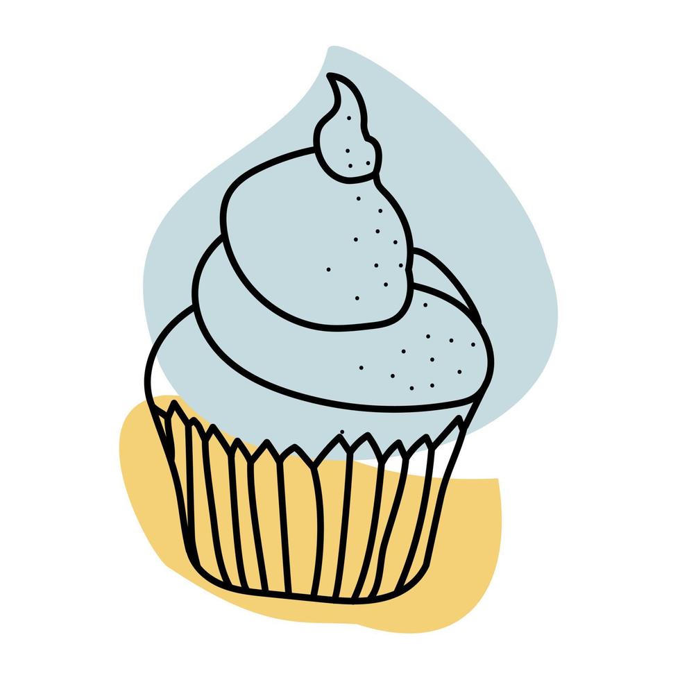 cupcake doodle icoon voor web- en keukenkleding vector