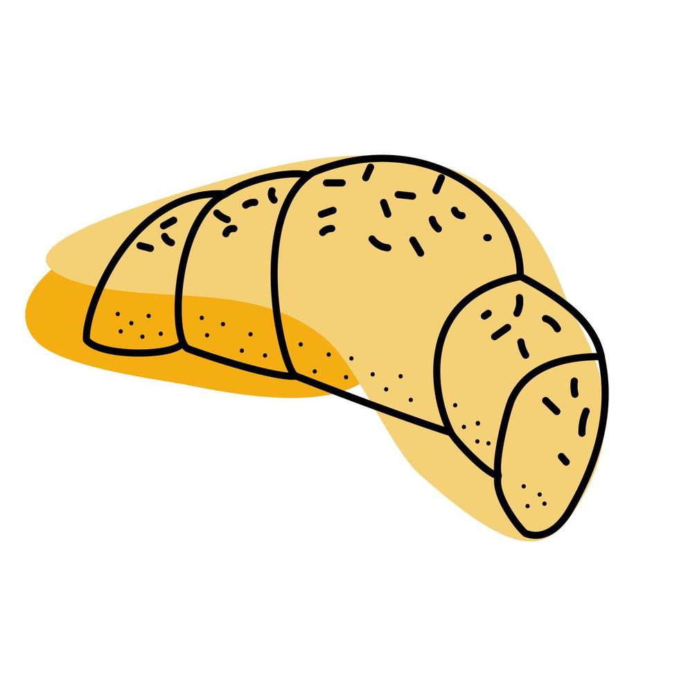 croissant doodle pictogram vectorillustratie voor web, keukenkleding vector