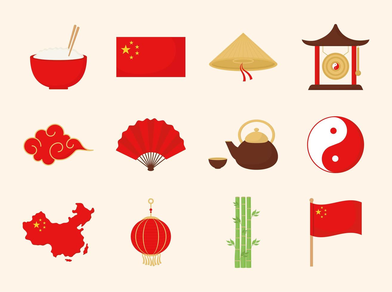 twaalf chinese items vector