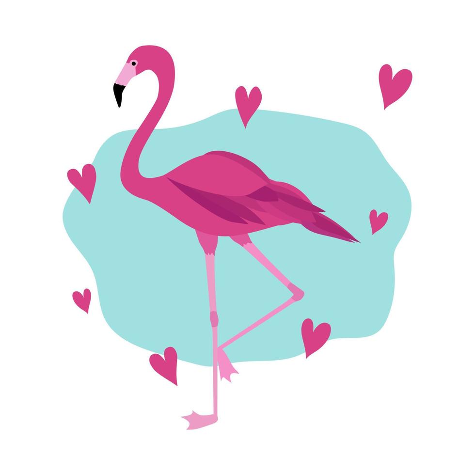 de roze flamingo staat op één poot. exotische vogel. vector. in de stijl van handtekening. vector