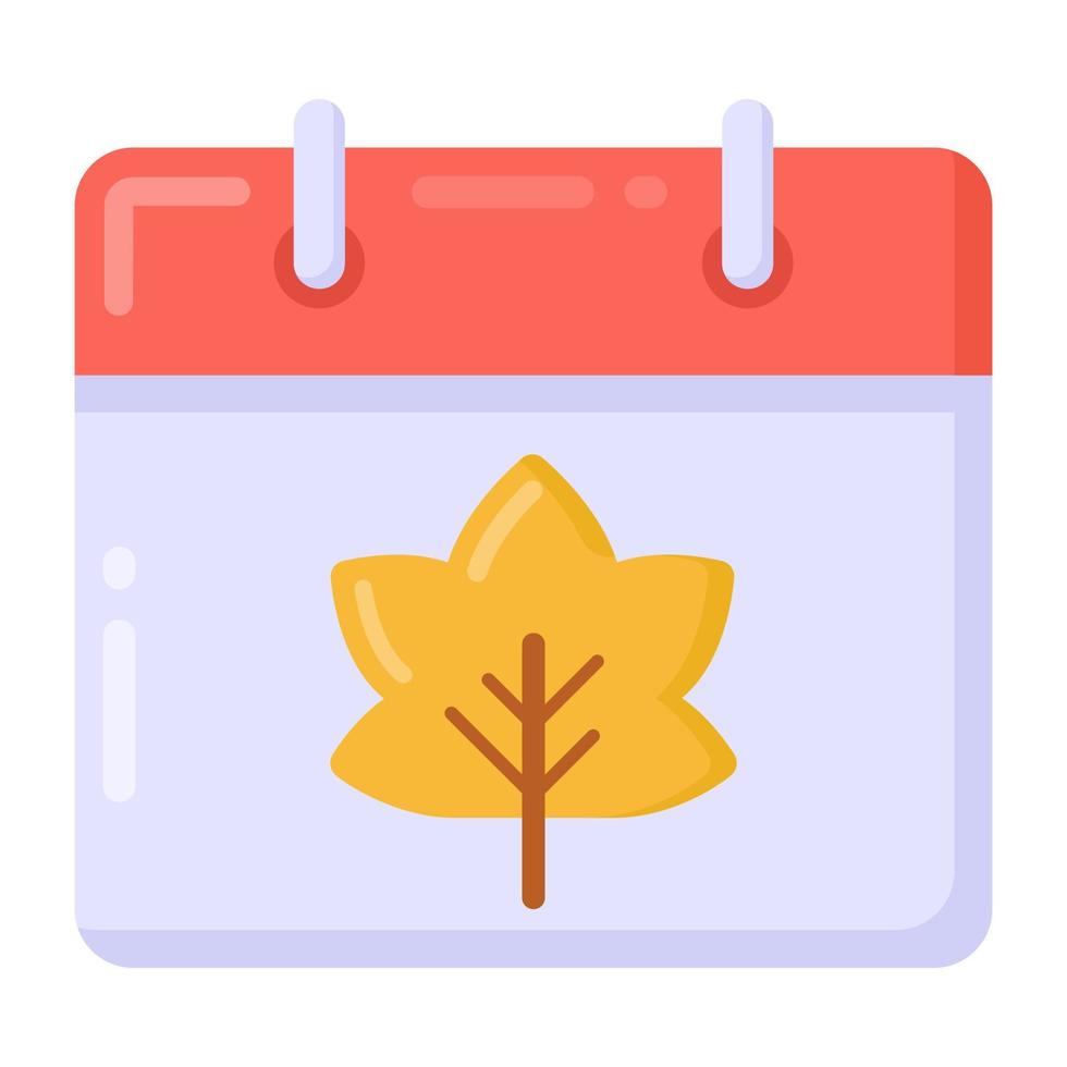 esdoornblad op kalender, herfstkalenderpictogram vector